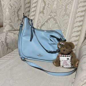 Coach Jules Turquoise Blue Pebbled Leather Crossbody-shoulder Bag